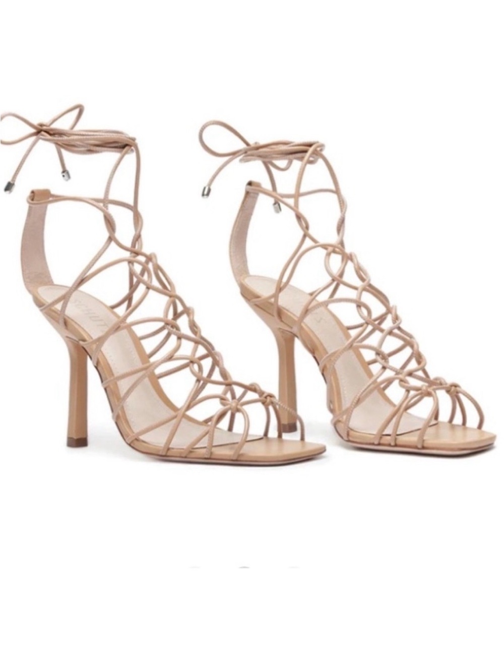 SCHUTZ Heyde Nude Lace-Up Strappy High Heels